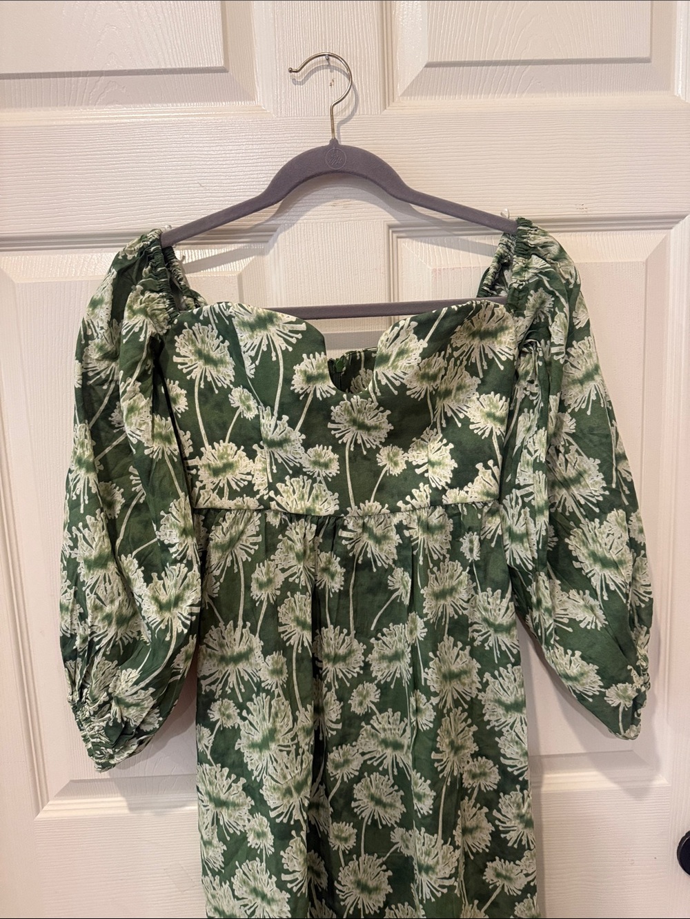 Zara NWT green floral off the shoulder plunge maxi dress, medium - Picture 3 of 6